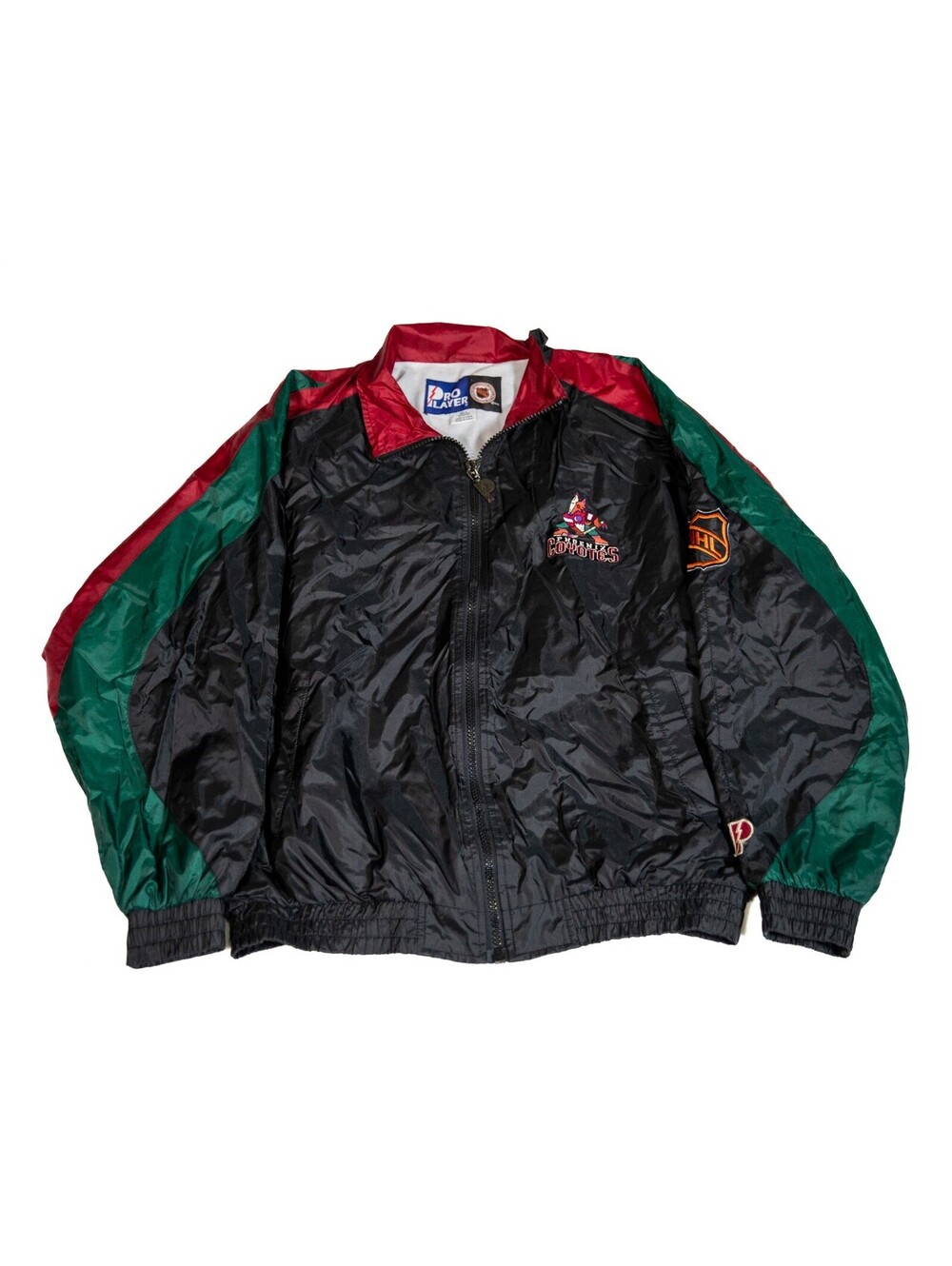 Vintage Pro Player Phoenix Coyotes NHL Windbreaker Jacket Green Black 90s Mens L